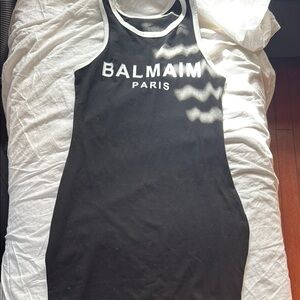 Balmain Black Tank Top with White Logo